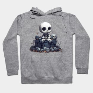 Cute preppy skeleton sitting on the wall Hoodie